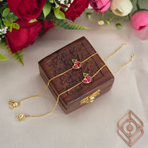 Anklets, set with jadau and duck motif. Ahankaraka AKAN01.