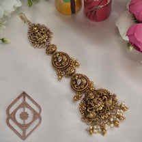 Maang tikka, Lakshmi and peacock motifs. Ahankaraka AKMT07.