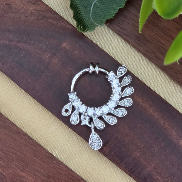 Nose pin, set with American Diamond stones. Ahankaraka AKNP37.