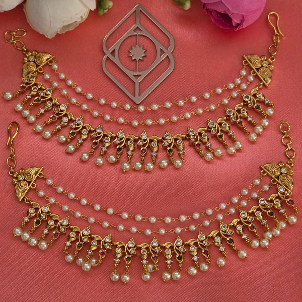Ear chains, set with American Diamond stones. Ahankaraka AKECH11.