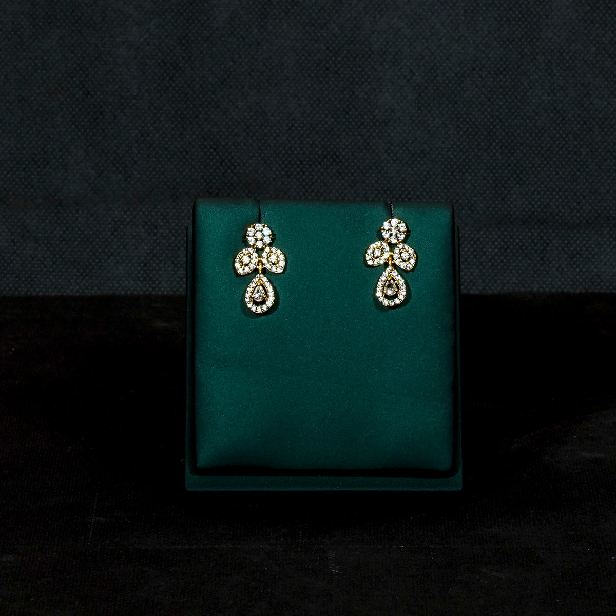 Mid-length necklace, set with American diamond stones, floral motif. Ahankaraka AKMLN14, view 3.