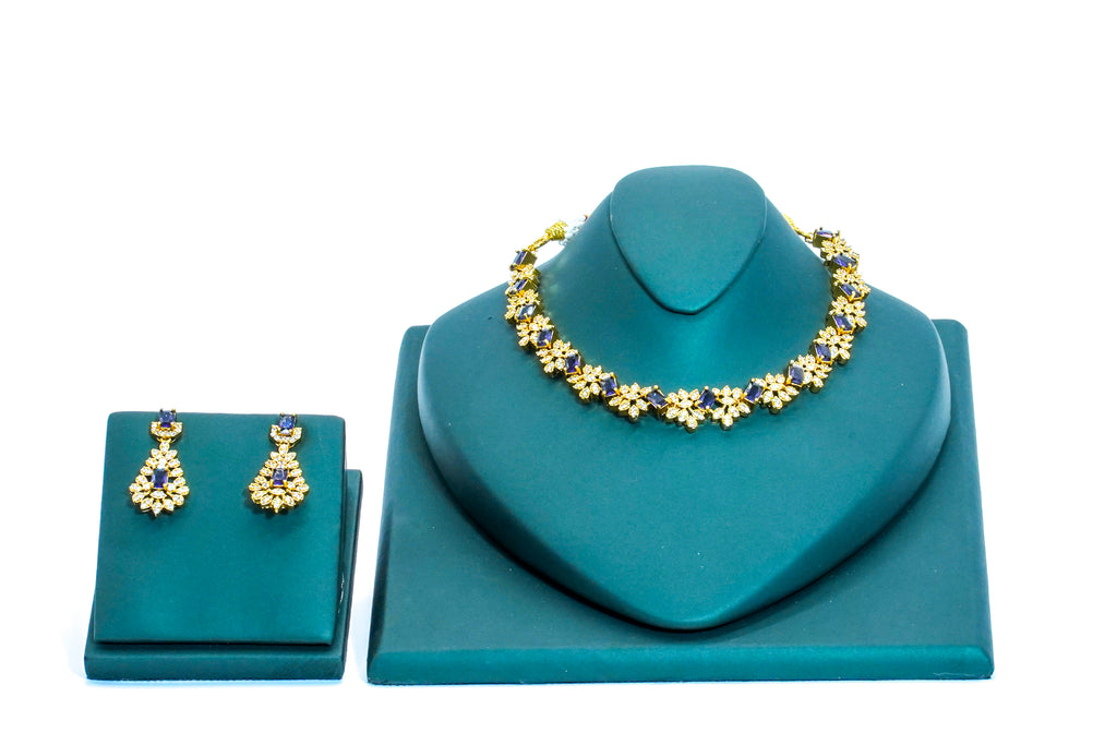 Short necklace, set with American Diamond stones and white stones. Ahankaraka AKSN47.