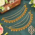 Ear chains. Pearl and Gold Motif. Ahankaraka AKECH35.