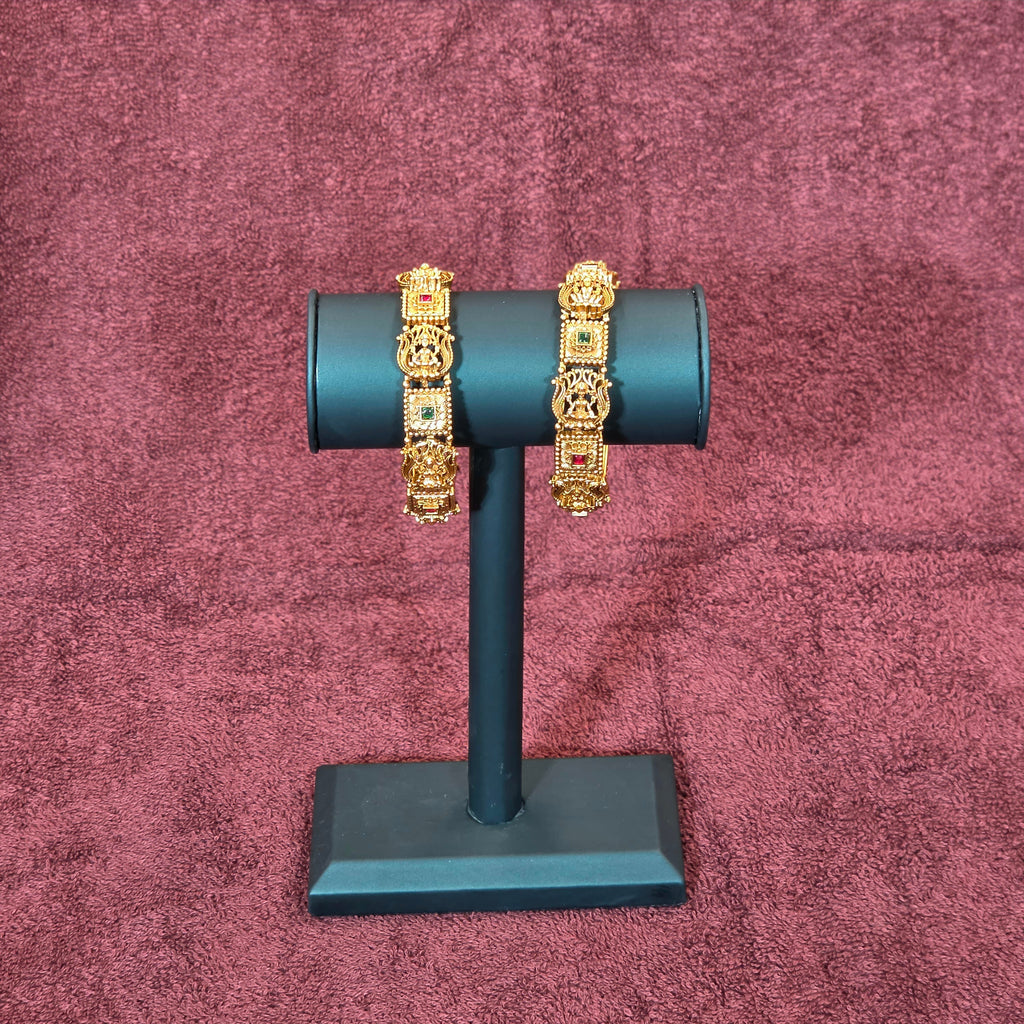 Bangles, set with stones in several colours, Lakshmi motif. Ahankaraka AKBA89.