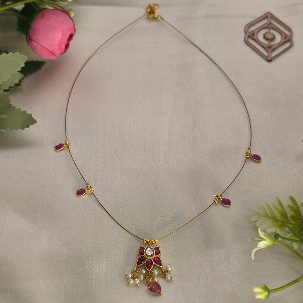Invisible necklace, lotus motif. Ahankaraka AKIN02.