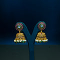 Radiant Kemp Jhumukas with Pearl and Green Beads