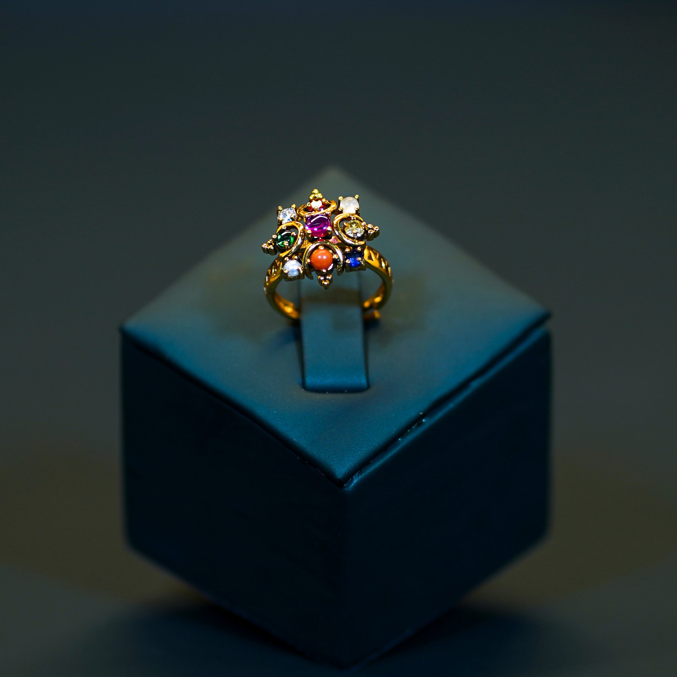 Exquisite Navarathna Stones Finger Ring