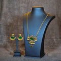 Stunning Emerald Elephant Floral Design Pendant Necklace set