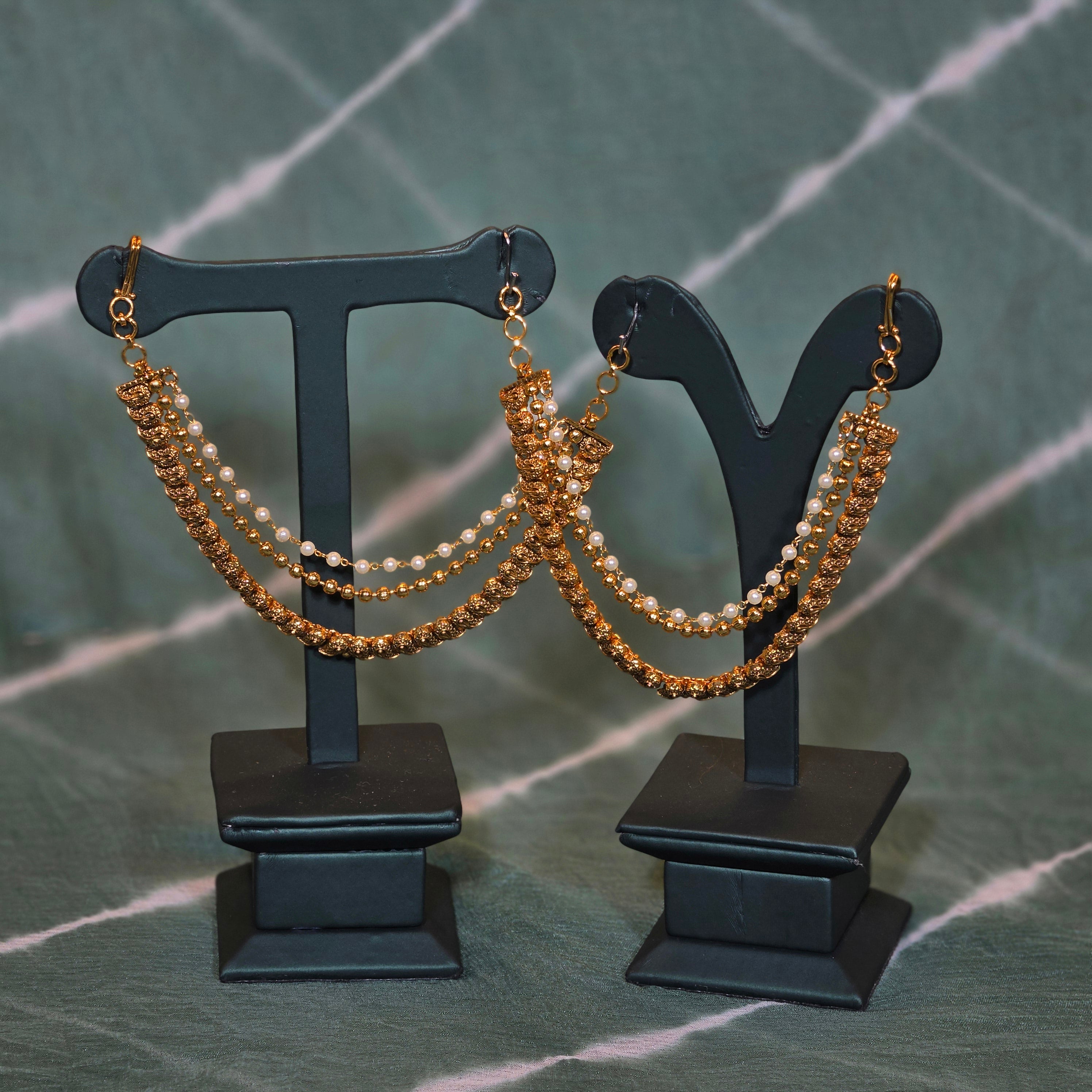 Gold Alike Mango Design Earchains / Mattal