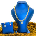 AD Floral Ruby Stones Short Necklace