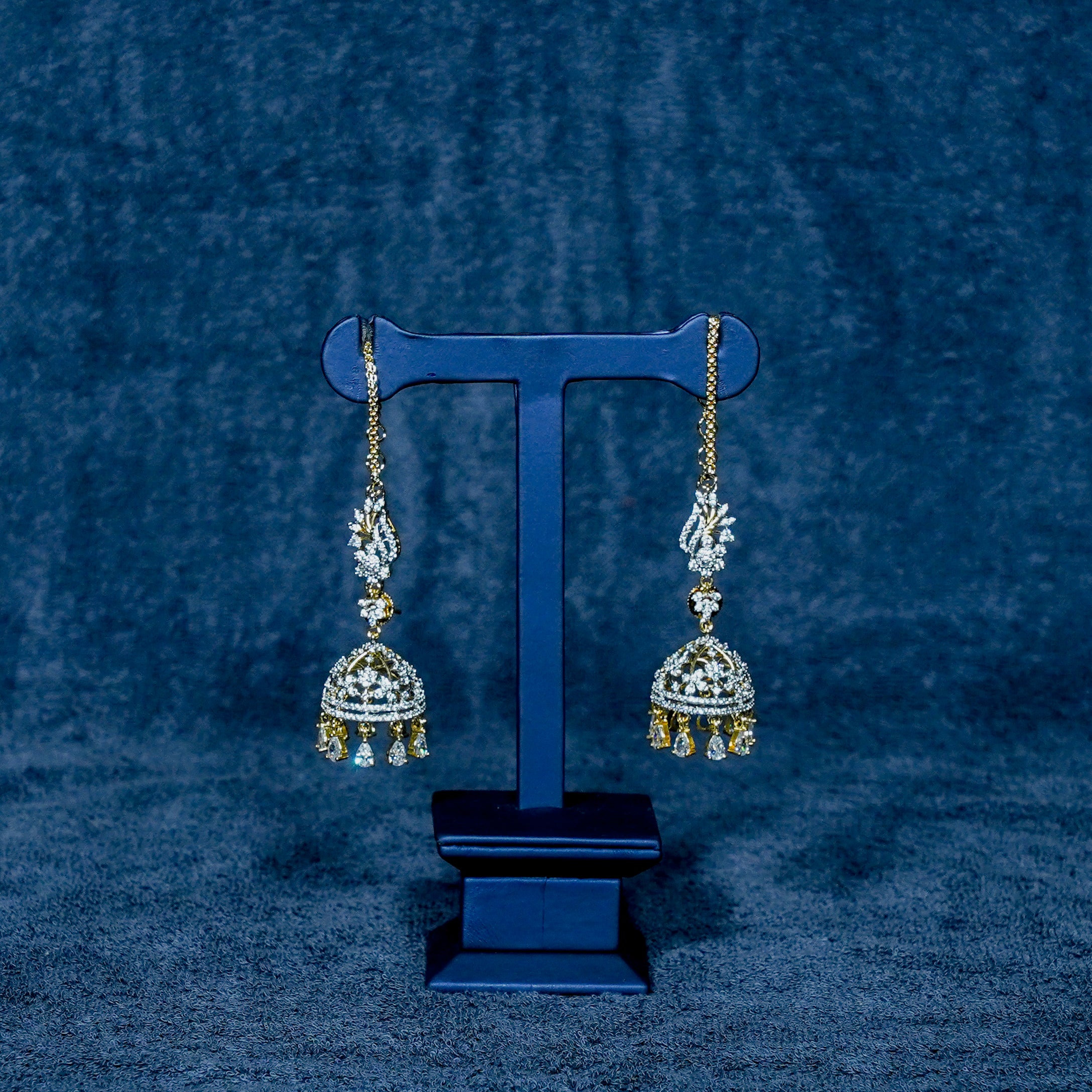 GJ Polish AD Stones Jhumukas with Chain