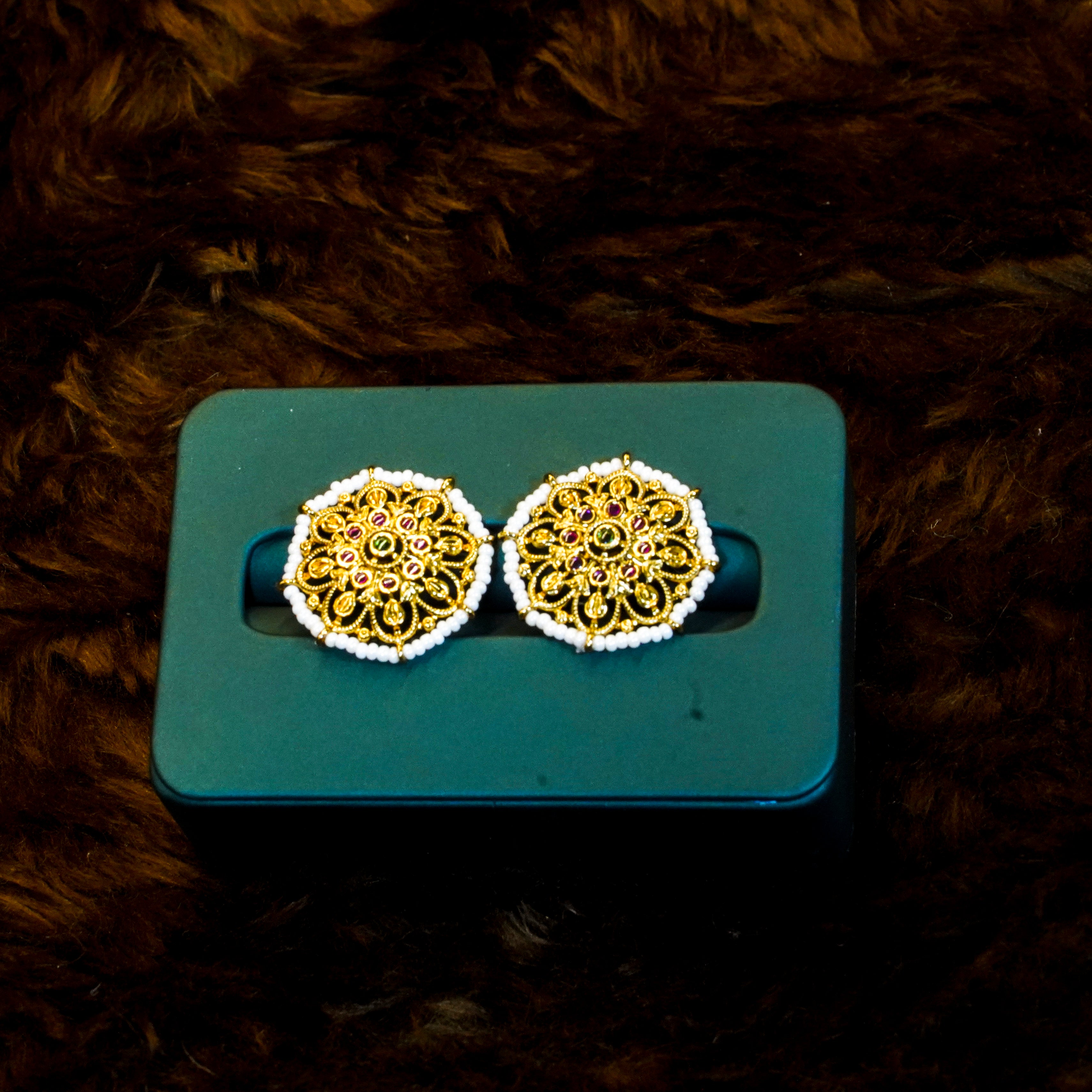 Floral Stud Earrings with Pearls