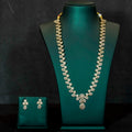American Diamond Floral Leaf Design Mid Length Necklace