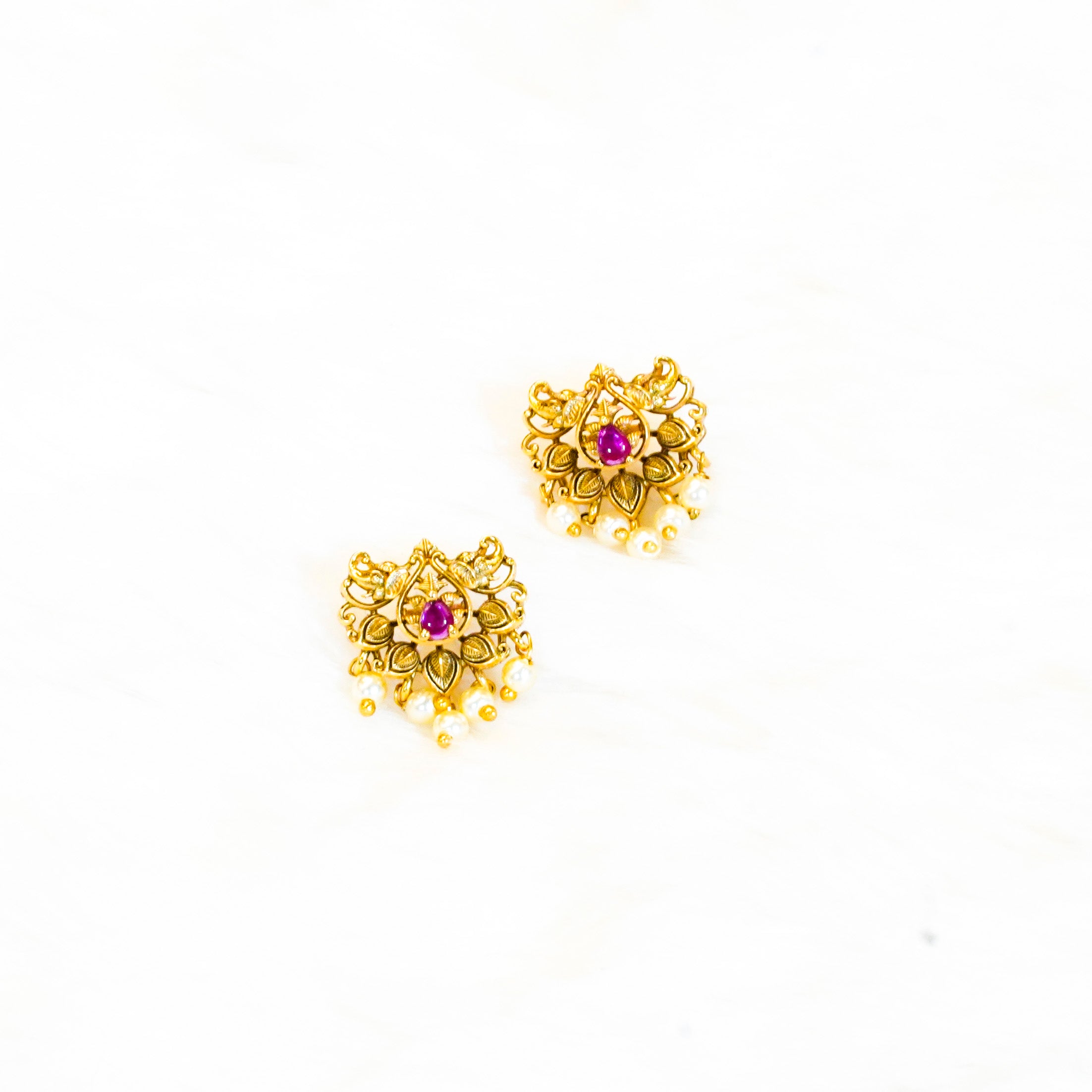 Gold Alike Floral Small Earrings
