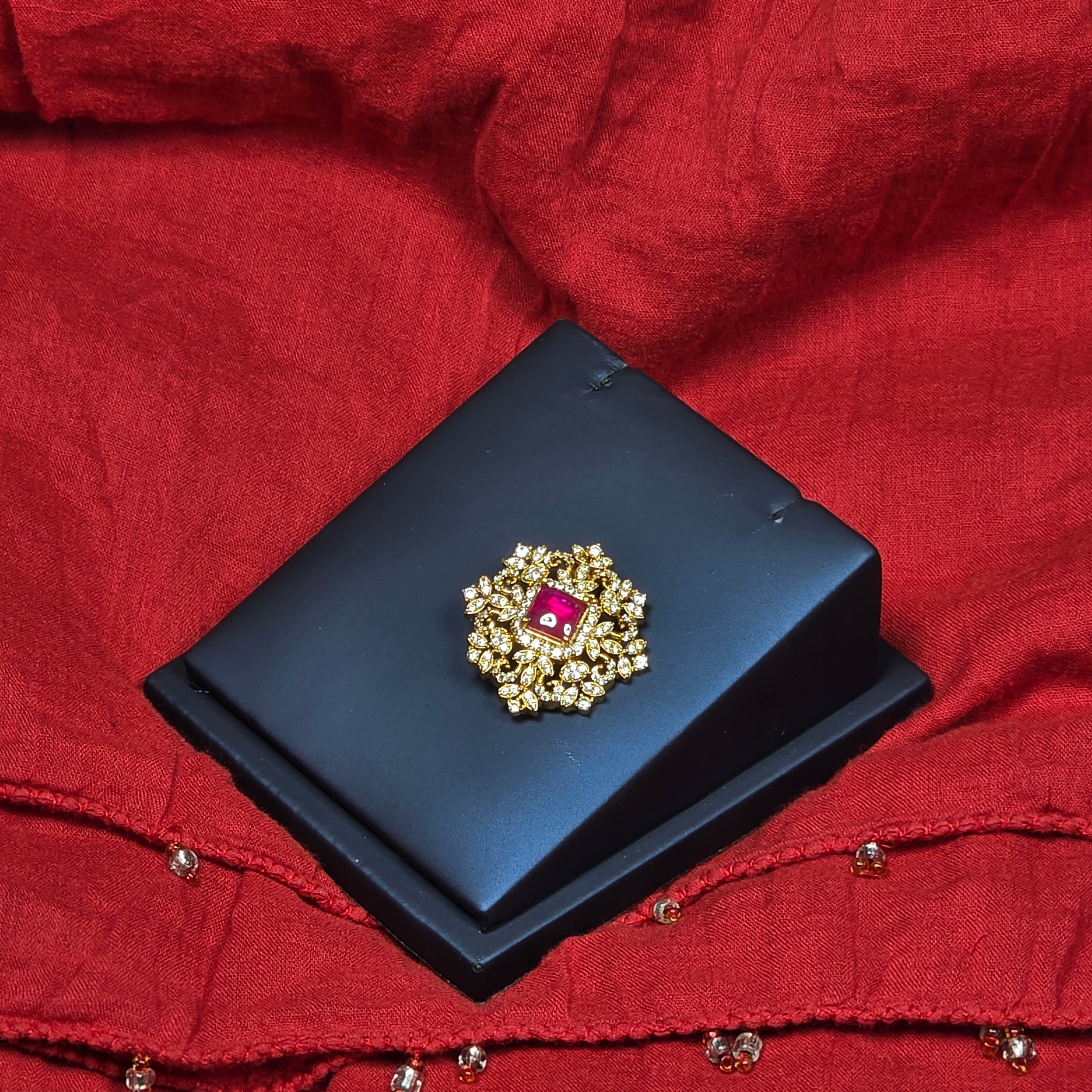 Ruby AD Stones Saree Pin