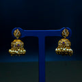 Radiant Peacock Jhumukas with Pearl and Gold Beads