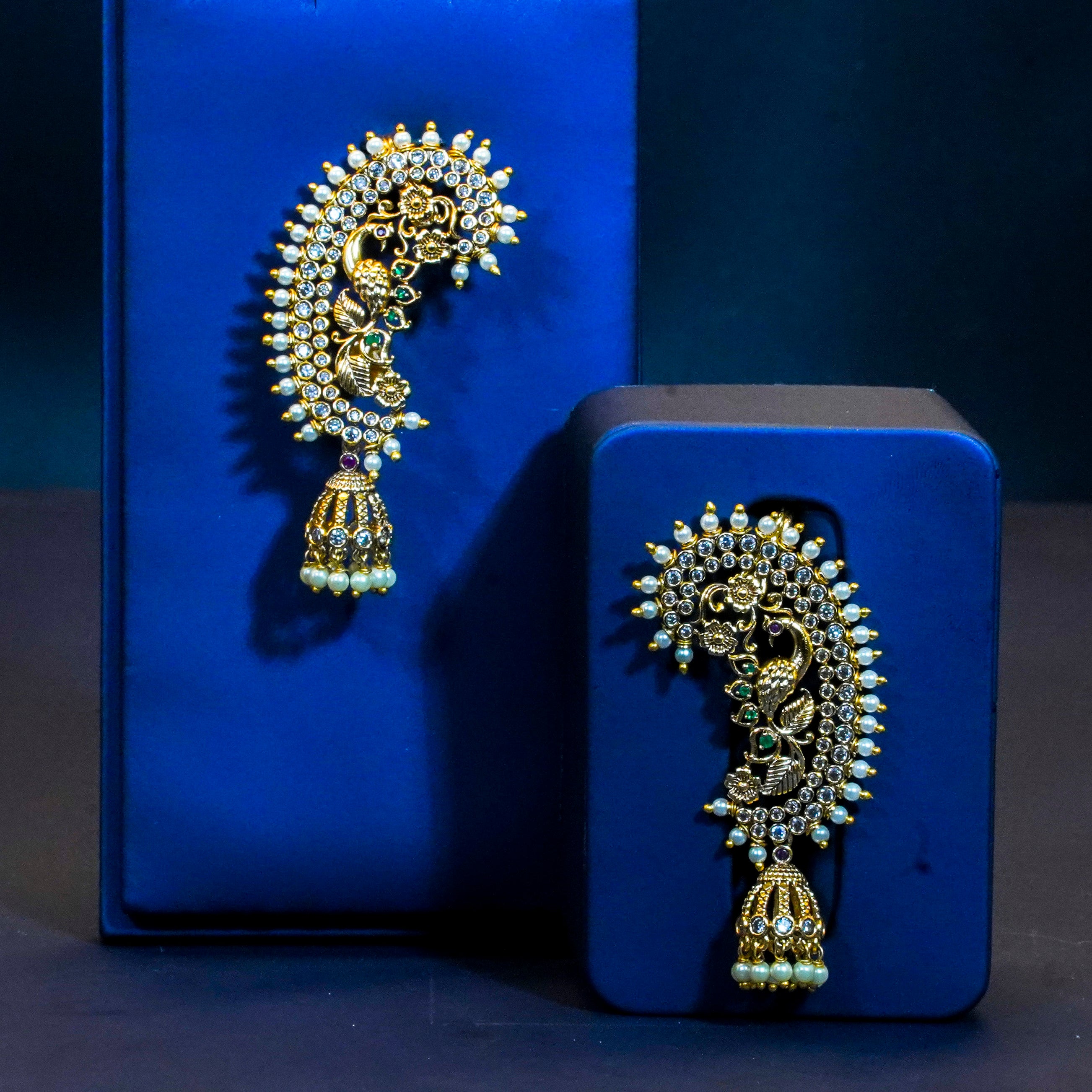Peacock Design AD Stones Earcuff