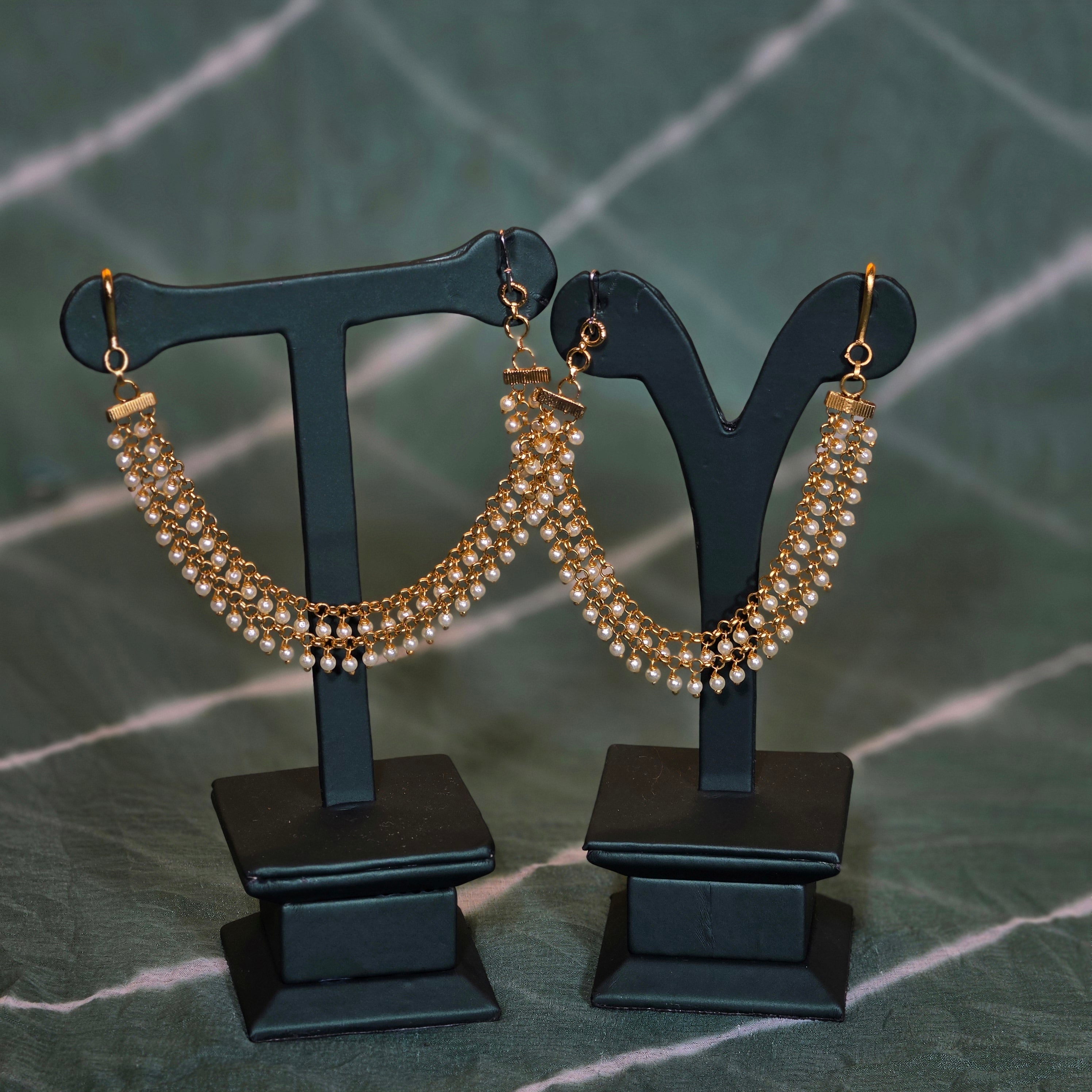 Exquisite Three Layered Gold Earchains / Mattal