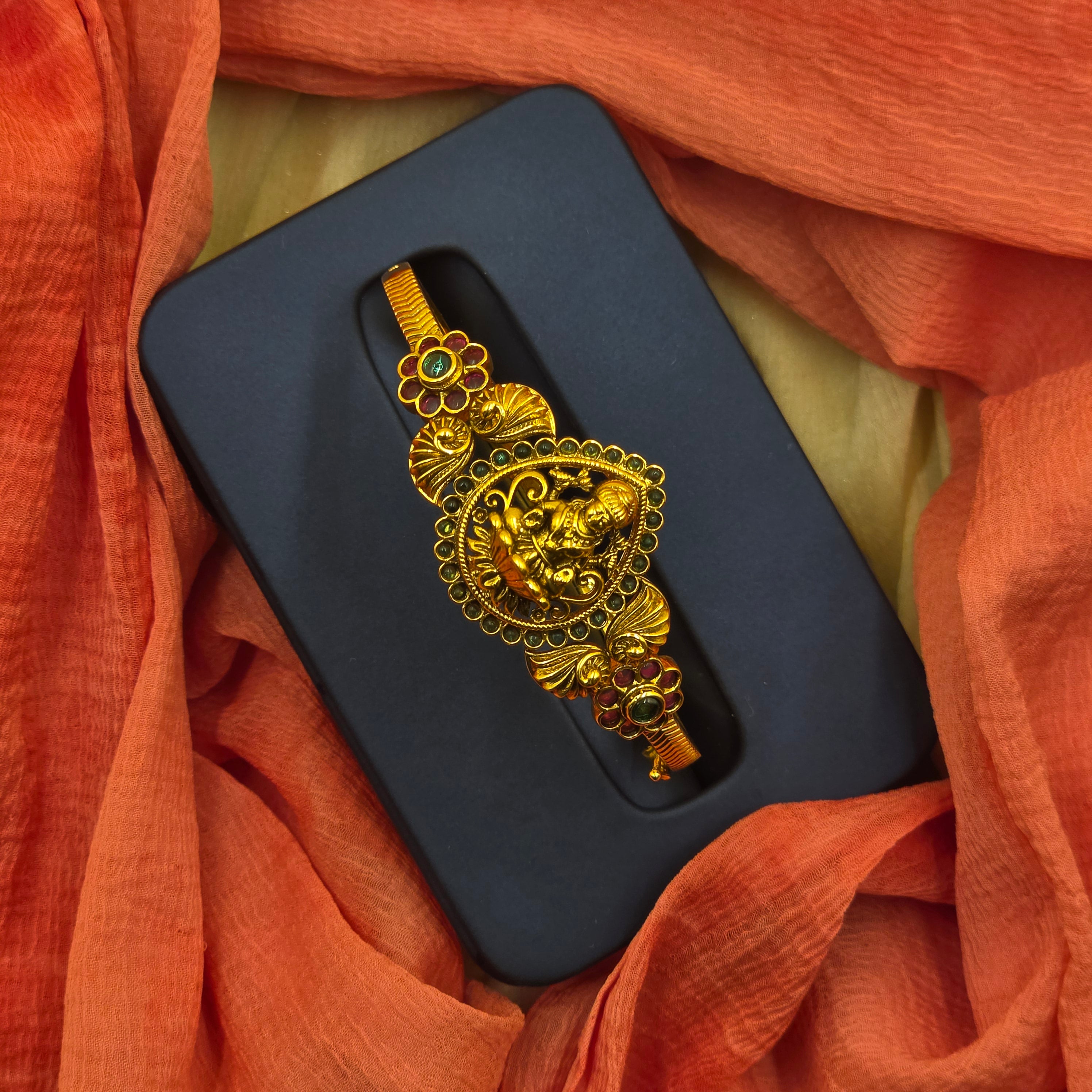 Gold Alike Lakshmi Floral Kada / Bracelet