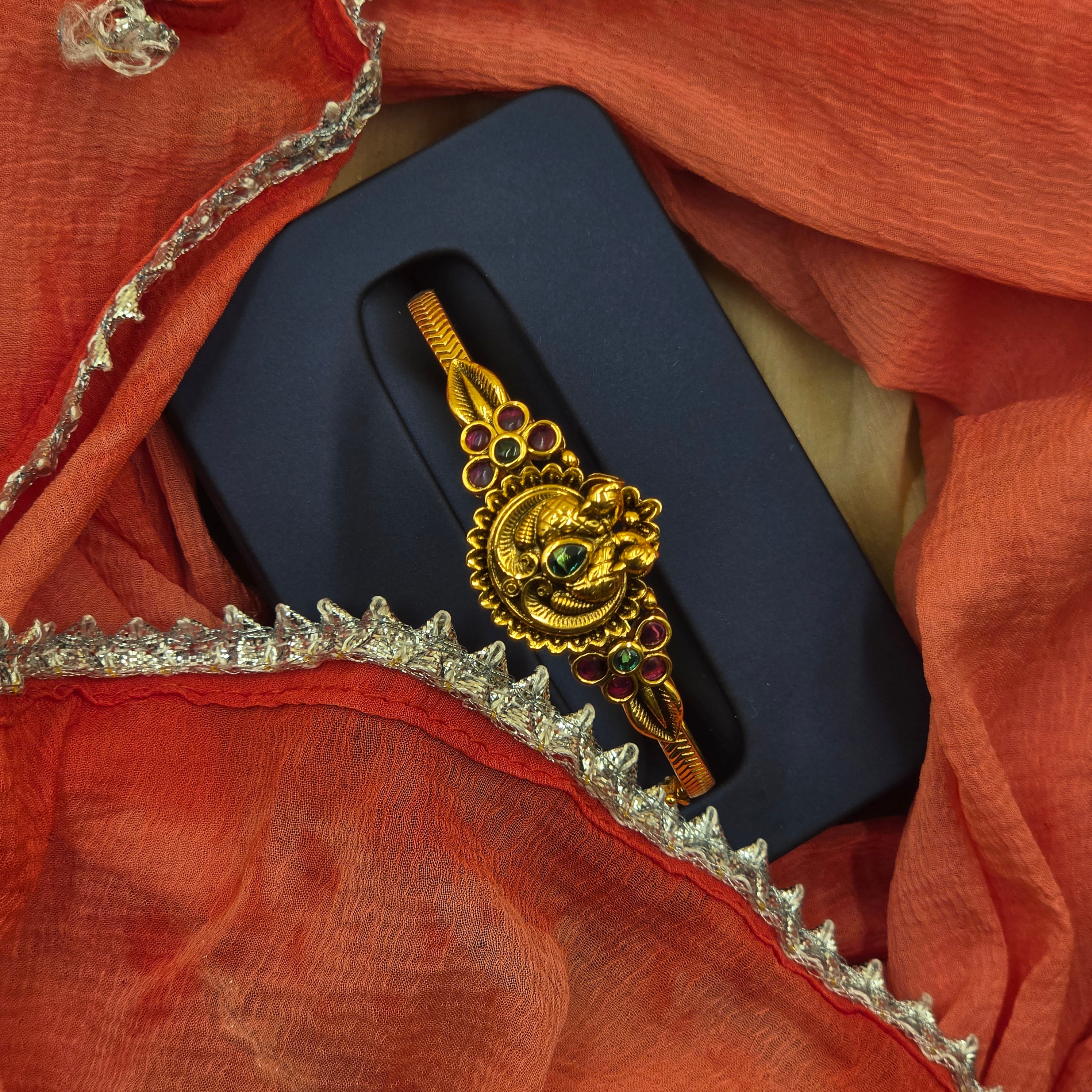 Gold Alike Peacock Floral Kada / Bracelet