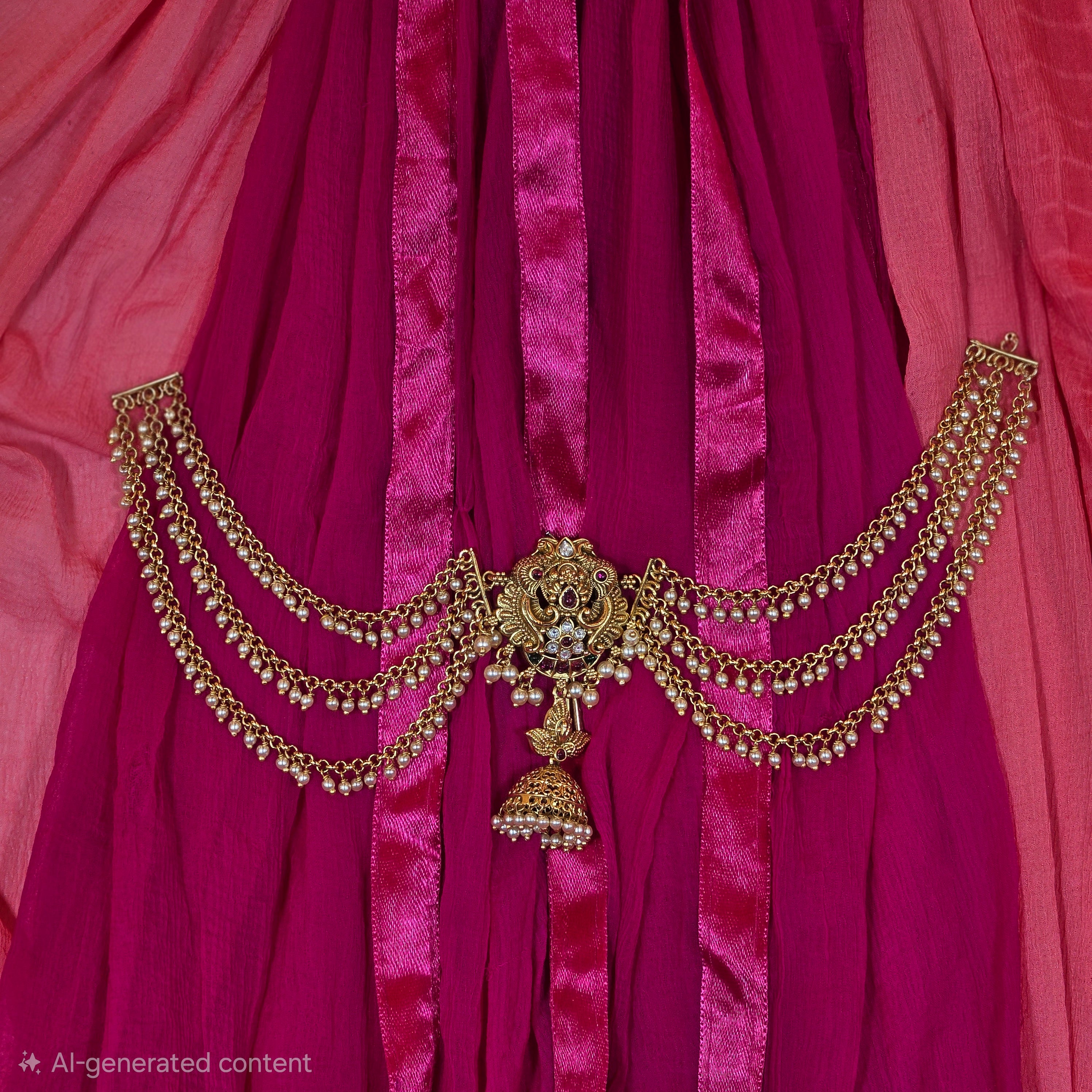 Peacock Design Jadabilla with Pearl Earchains