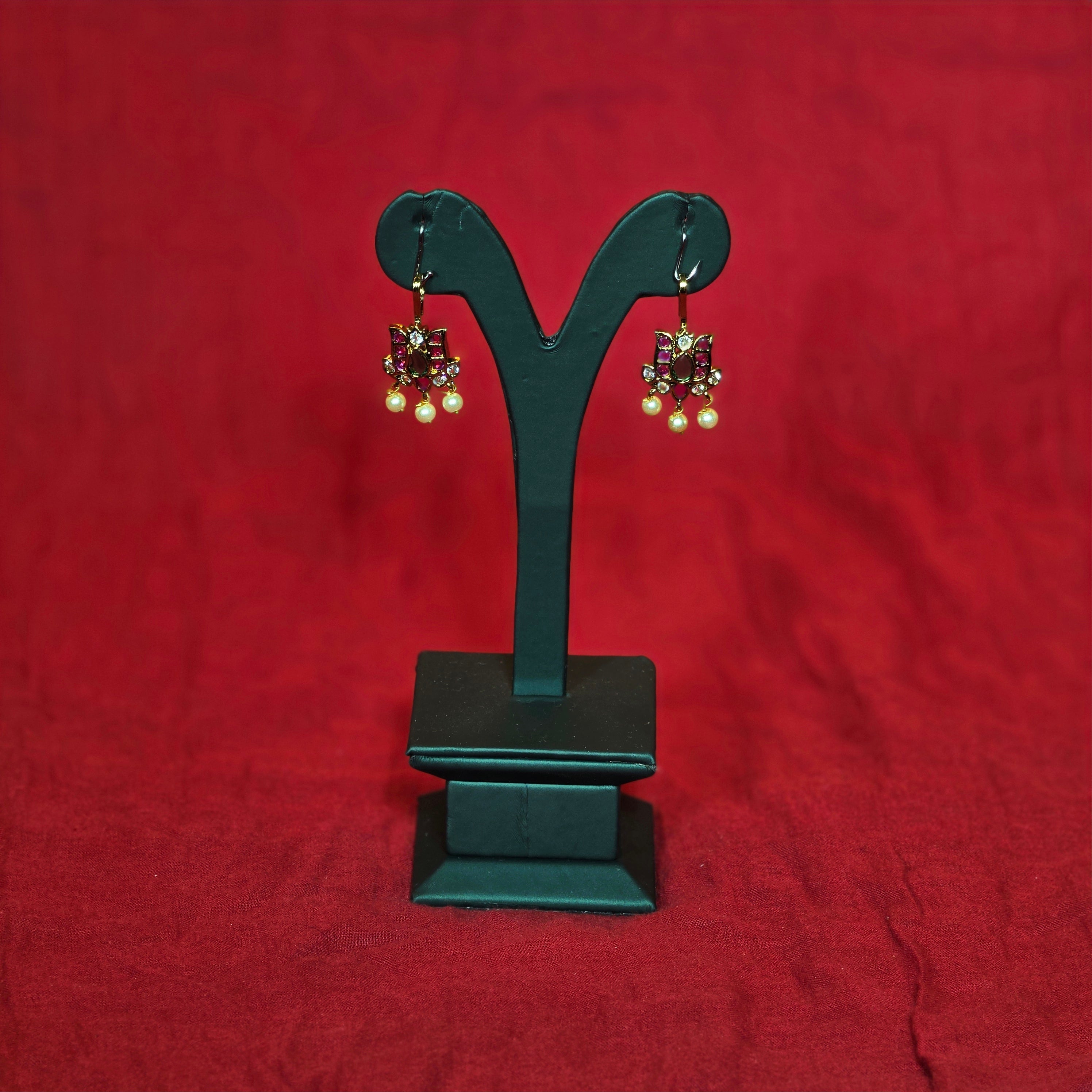 Gold Alike Lotus Design Bugadi with Pearls