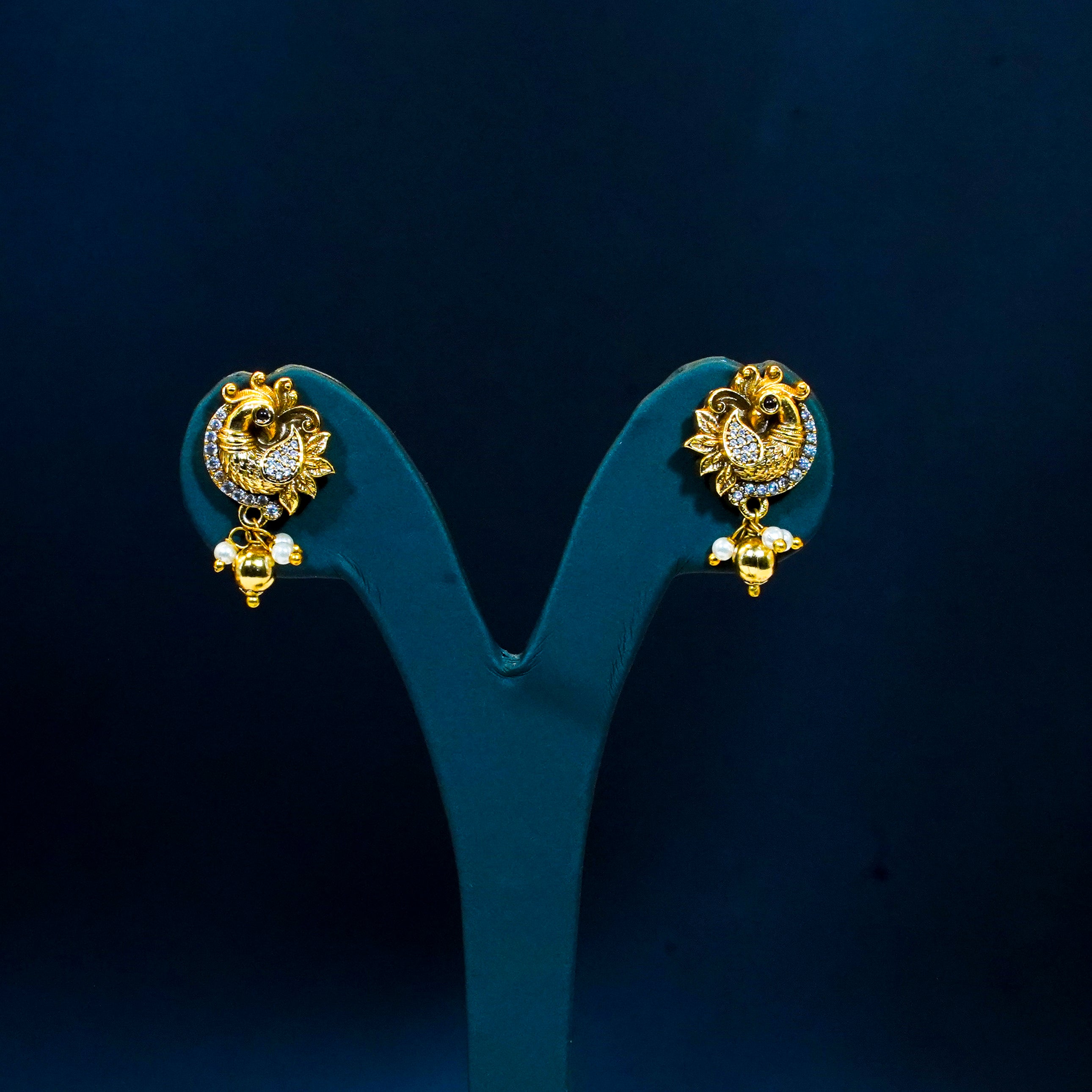 Floral Peacock Design Earrings