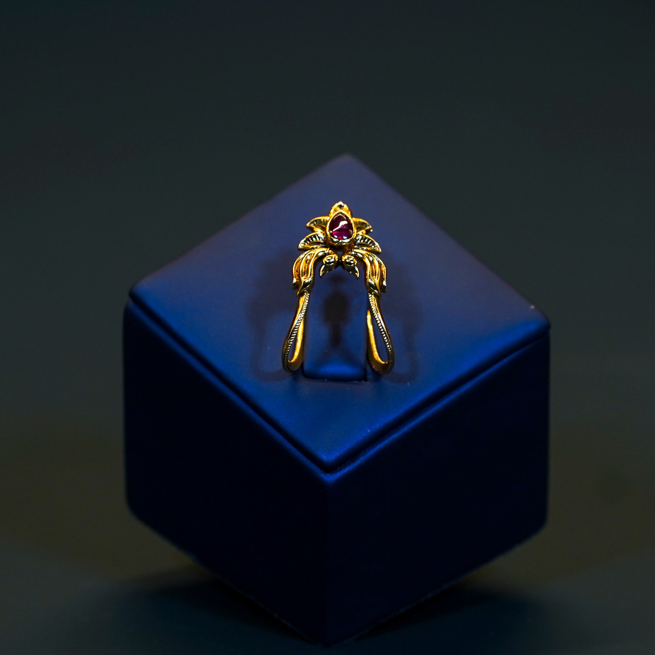 Peacock Floral Ruby Stone Vanki Design Finger Ring