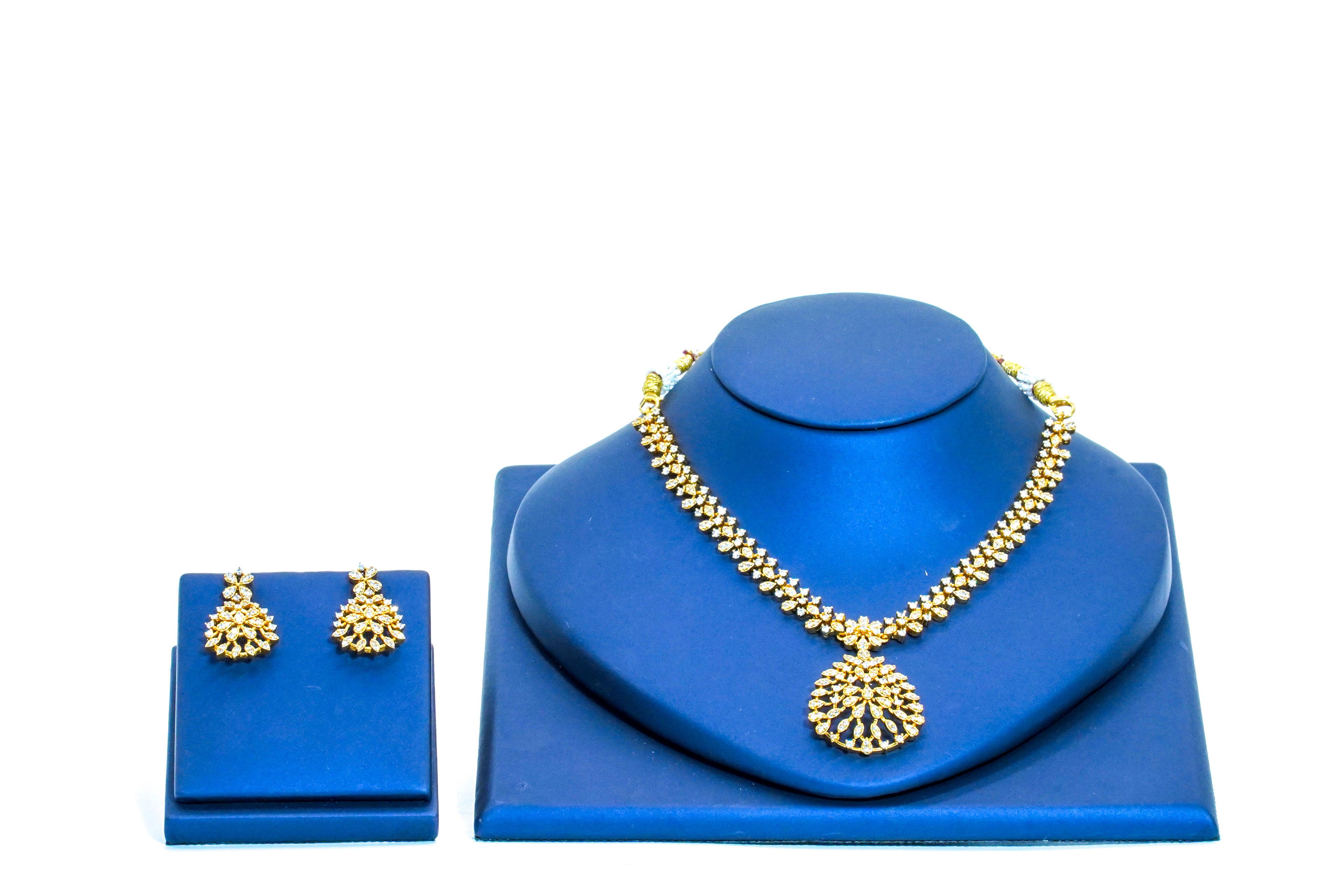Gold Alike AD Stones Short Necklace