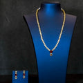 American Diamond Ruby Floral Design Mid Length Necklace