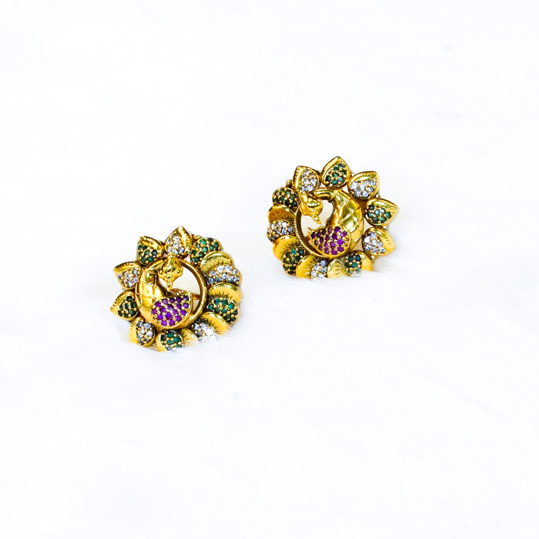 Elegant Peacock Design Stud Earrings