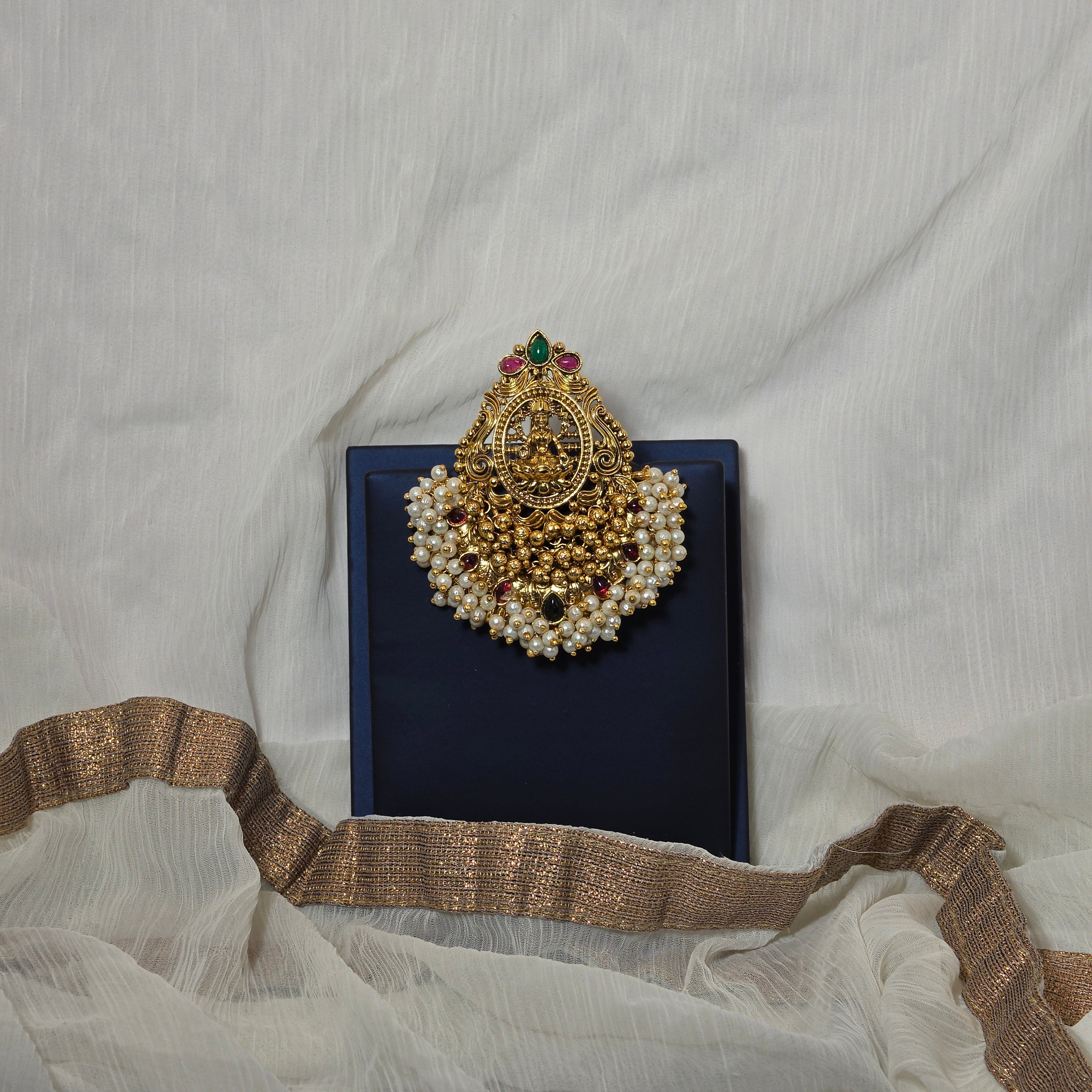 Lakshmi Pearl and Gold Beads Hair Pin