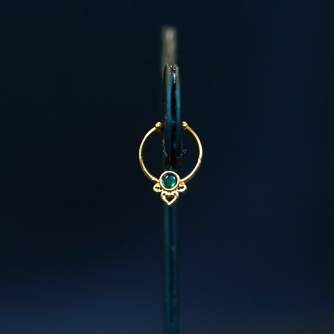 Gold Alike Green Stone Septum Nosepin
