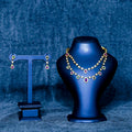 Elegant Two Layered Multi Stones Short Necklace
