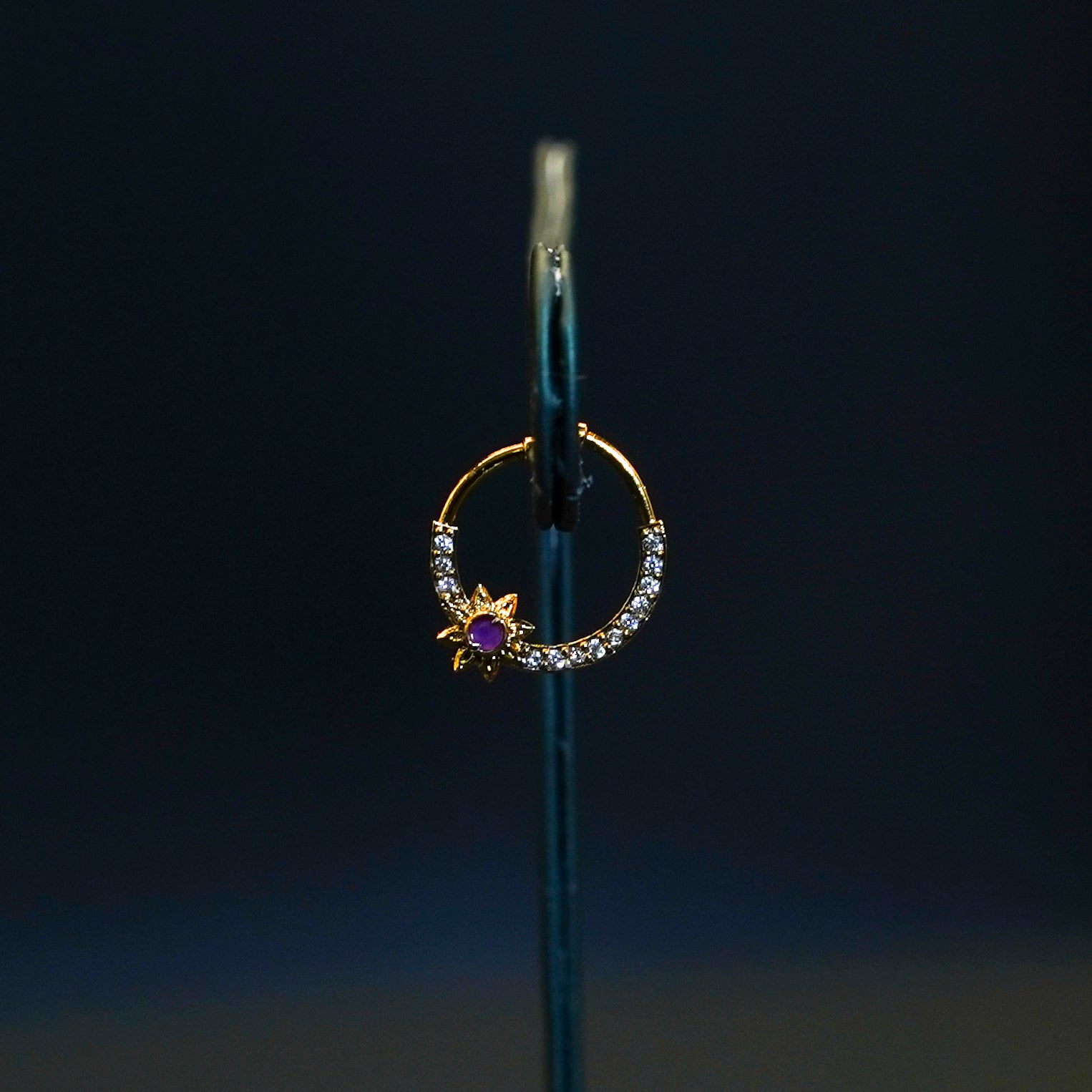 Gold Alike Ruby Stone Right Side Nosepin
