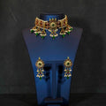 Kemp Floral Design Choker Necklace with Green Beads