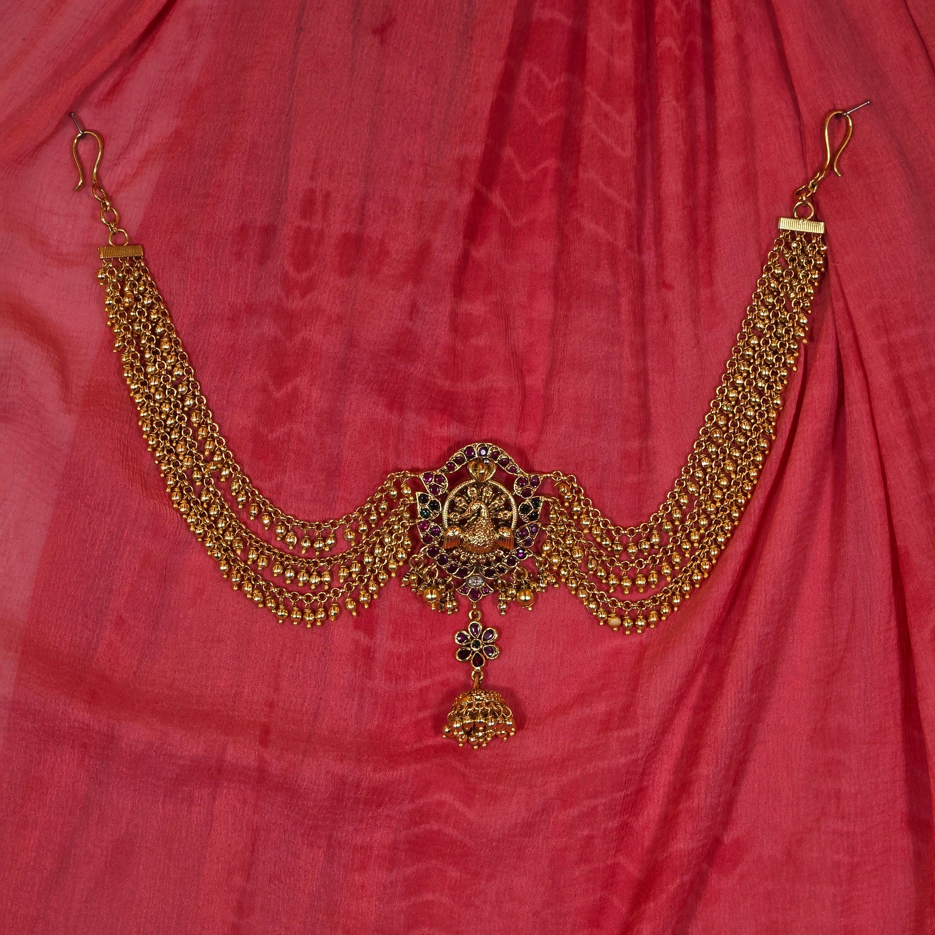 Peacock Floral Jadabilla with Gold Earchains