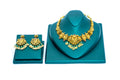 Gold Alike Peacock Design Short Necklace with Pearls
