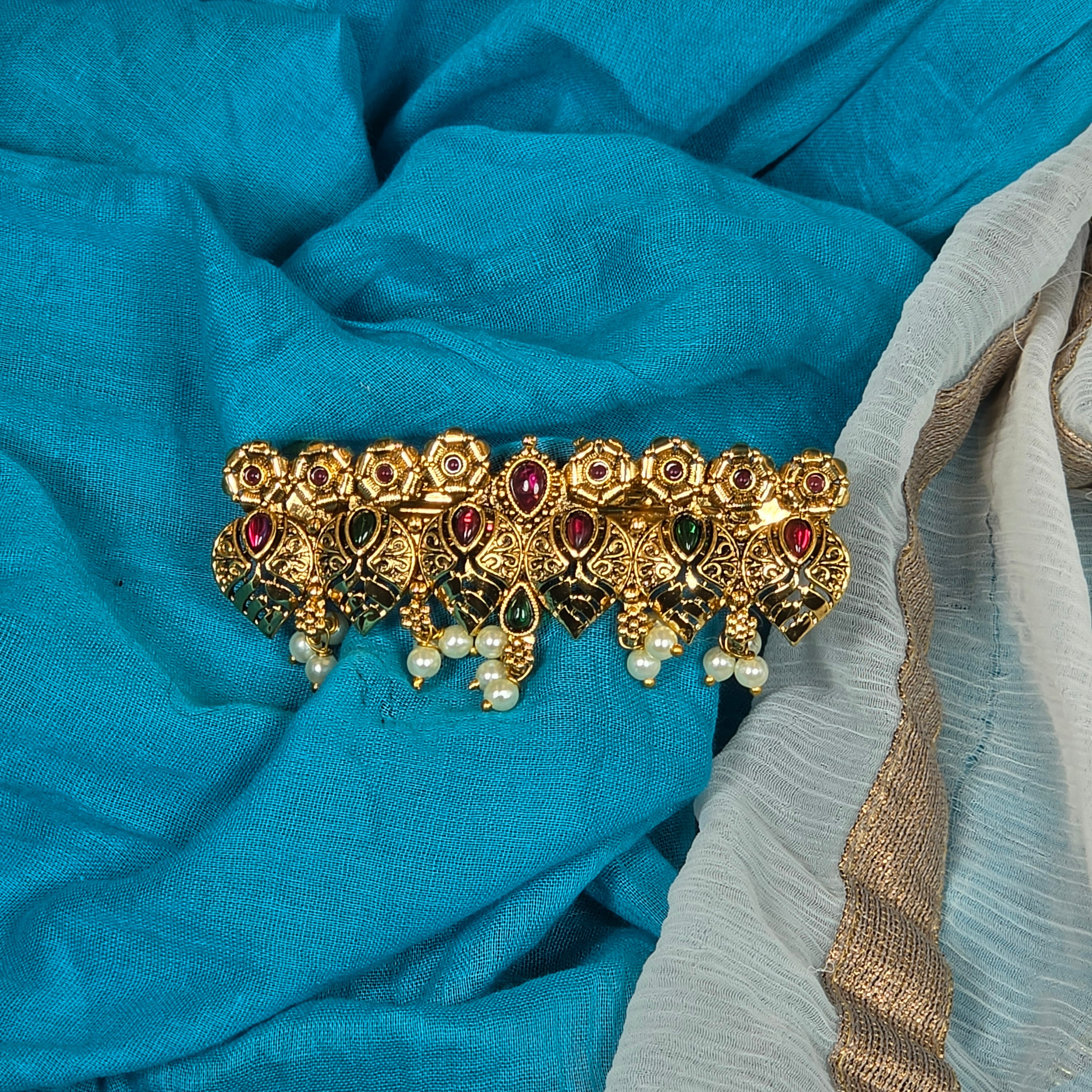 Gold Alike Multi Stones Hair Clip