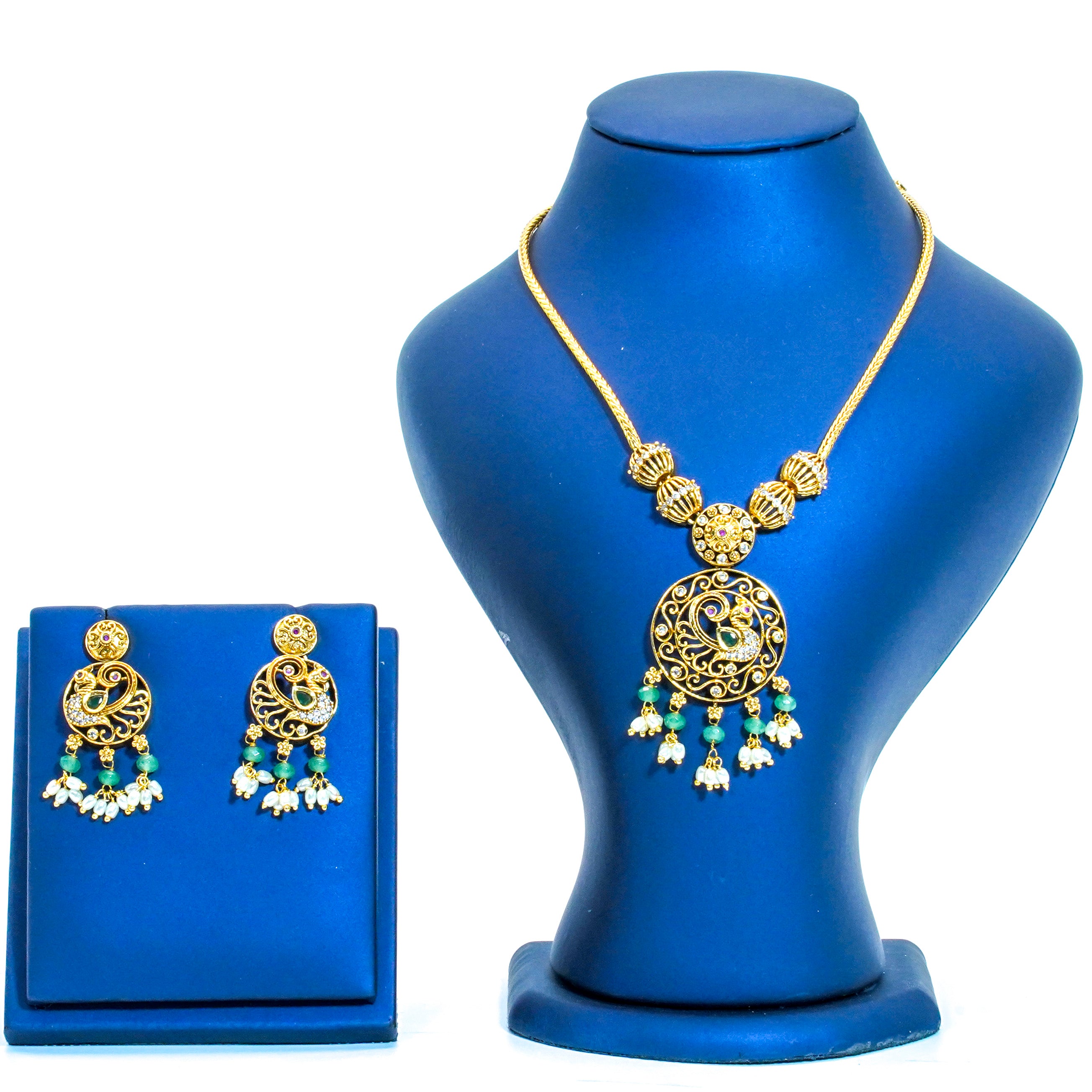 Gold Alike Peacock Pendant Short Necklace