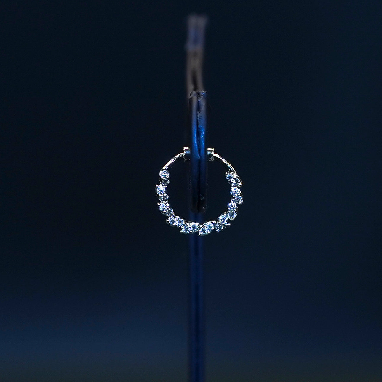 Radiant Silver Polish AD Stones Septum Nosepin