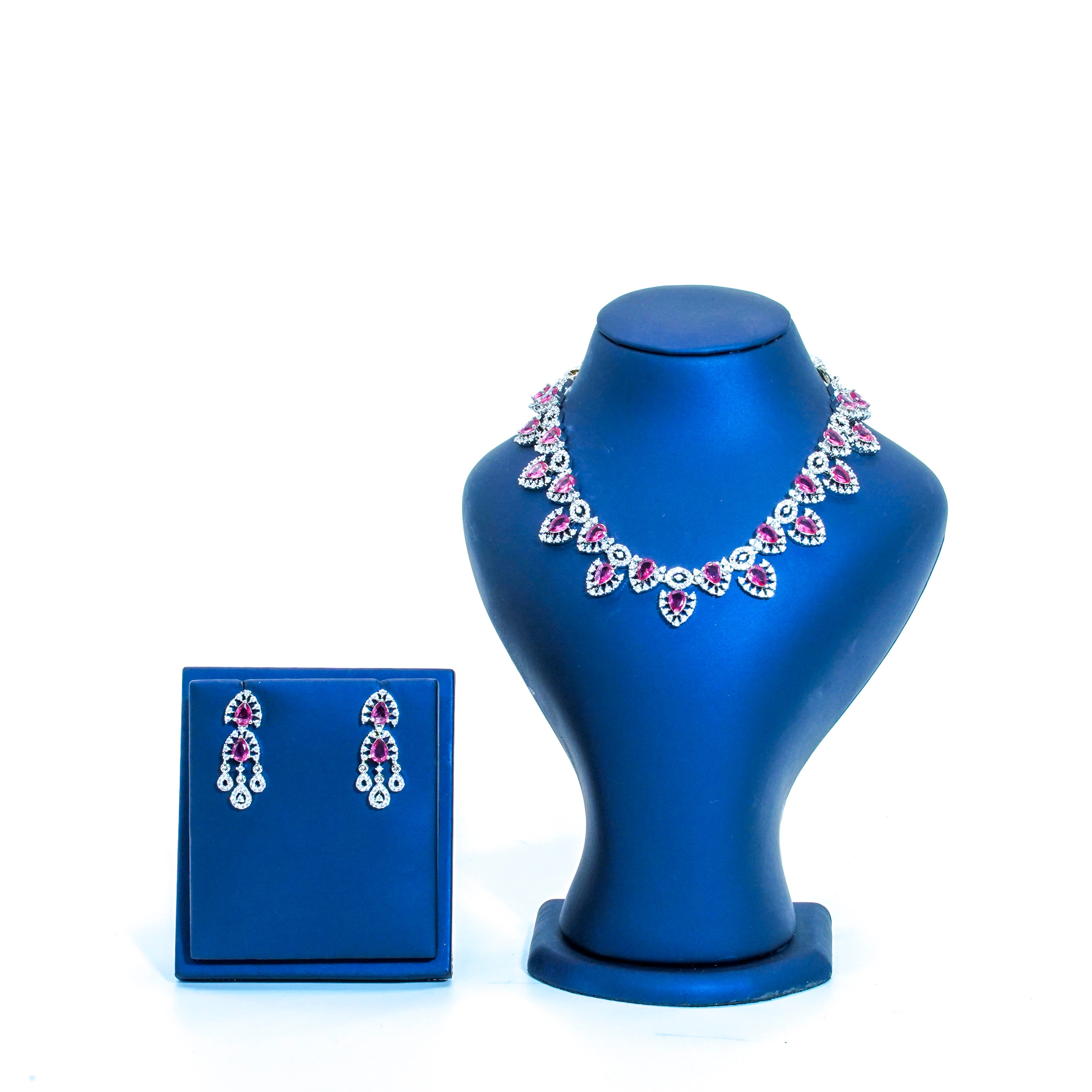 Silver Polish AD Stones Short Necklace