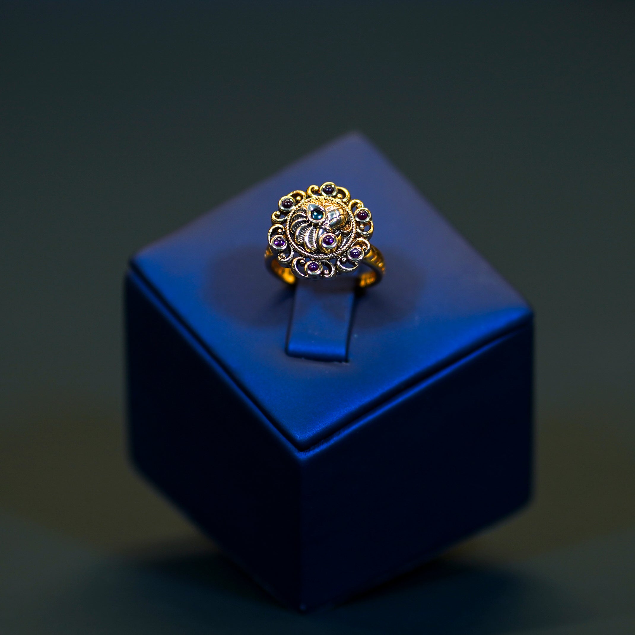 Gold Alike Peacock Floral Finger Ring