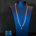 American Diamond Emerald Floral Design Mid Length Necklace