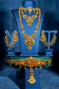 Gold Alike Enamel Painted Lakshmi Design Bridal Set