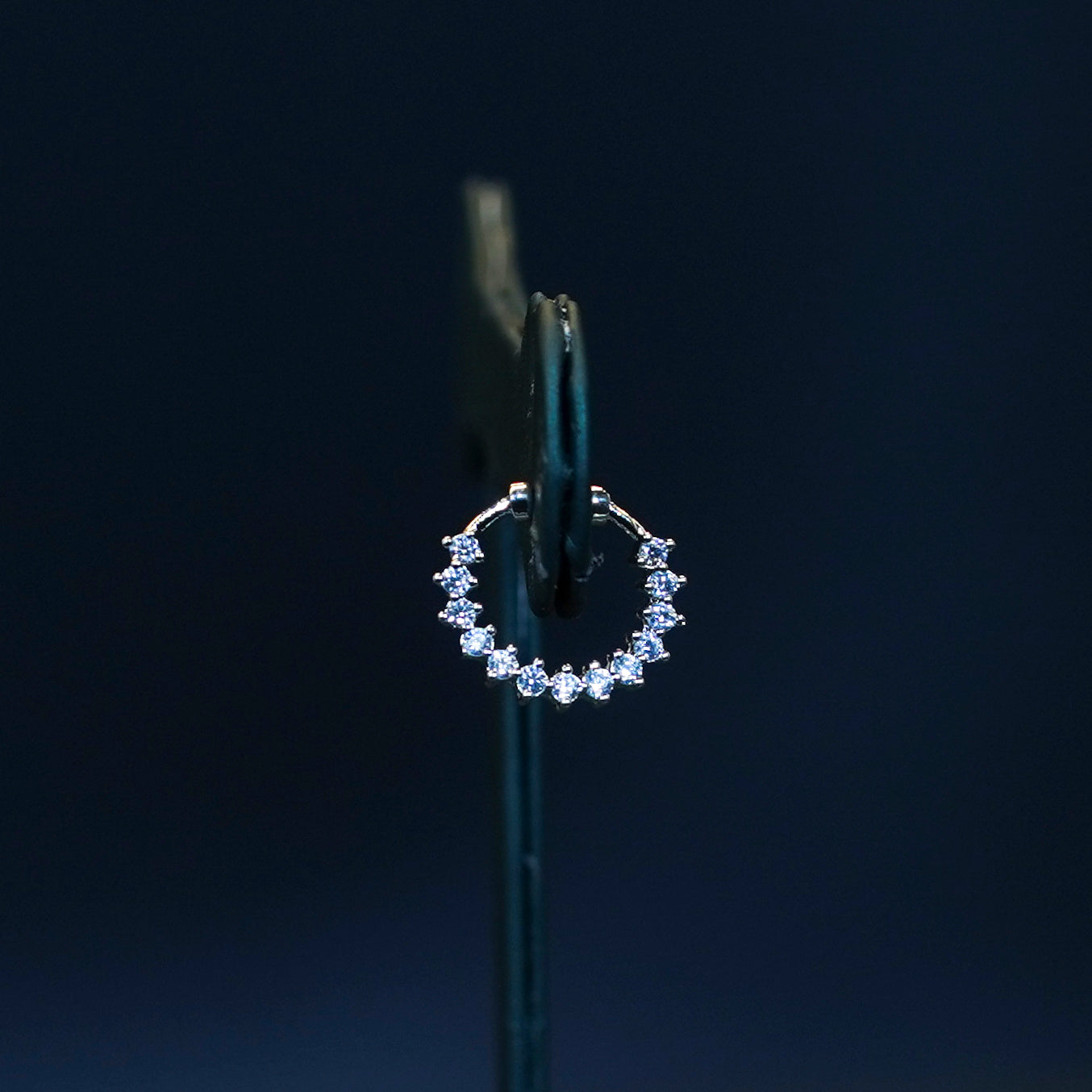 Exquisite Silver Polish AD Stones Septum Nosepin