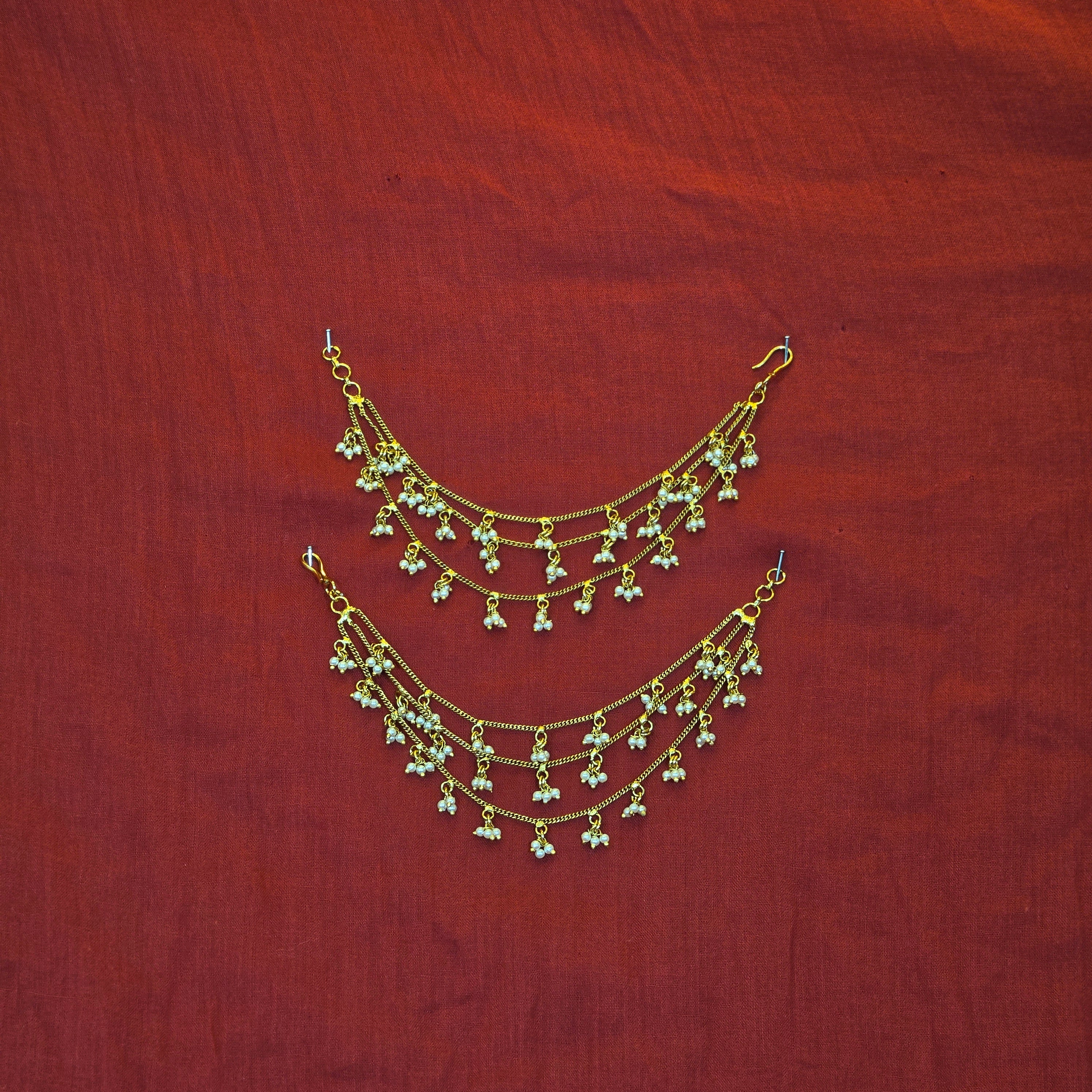 Radiant Layered Pearl Earchains / Mattal