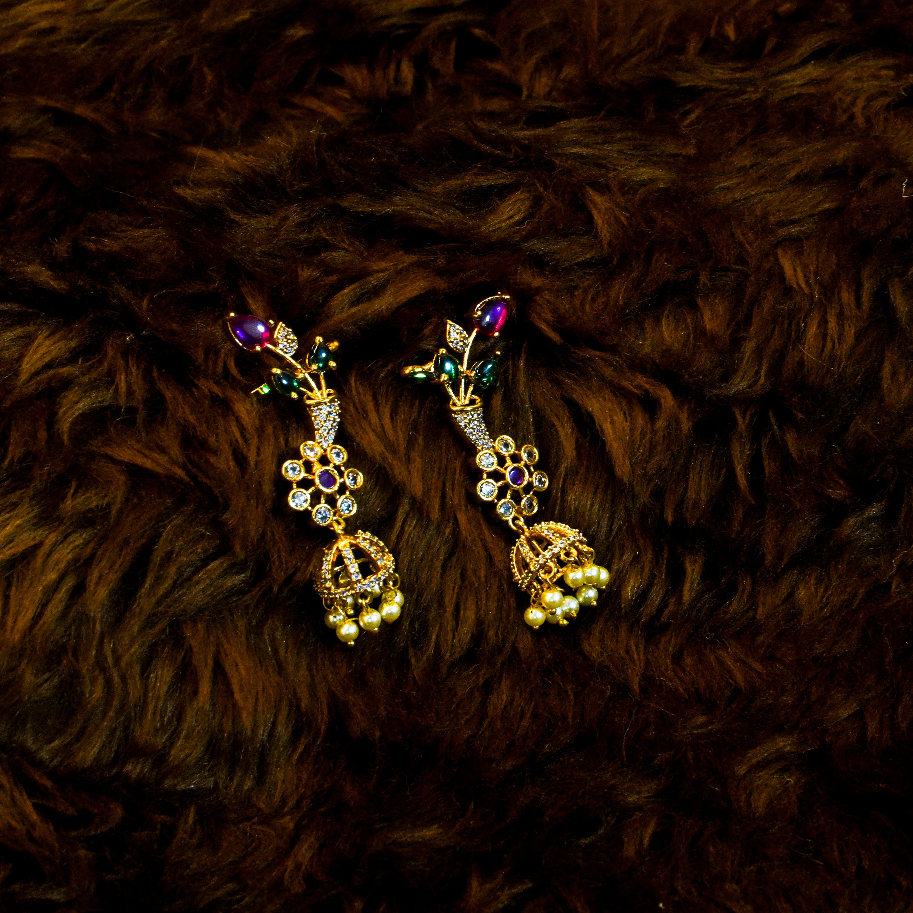 Floral Multi Stones Earcuff