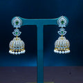 Elegant GJ Polish AD Stones Emerald Jhumukas
