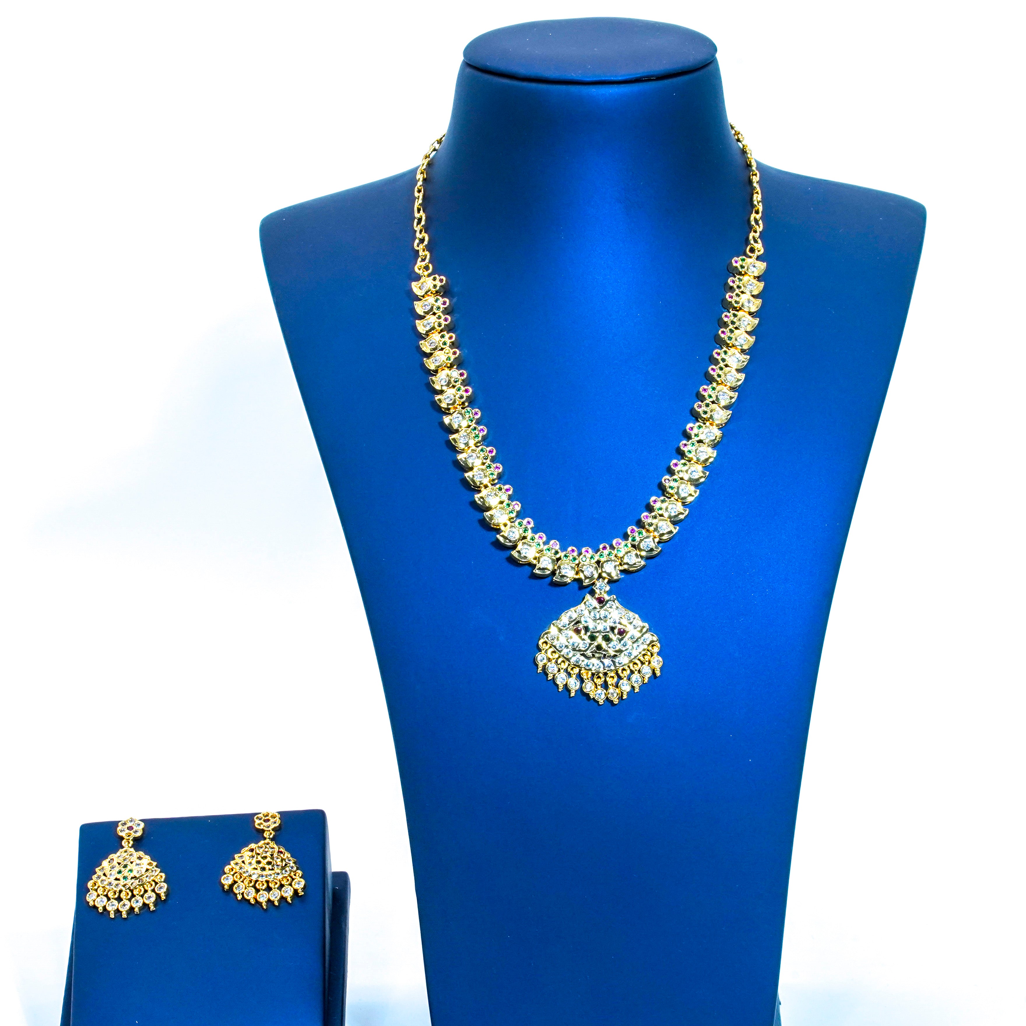 Micro Gold Plated Floral Multi Stones Short Necklace